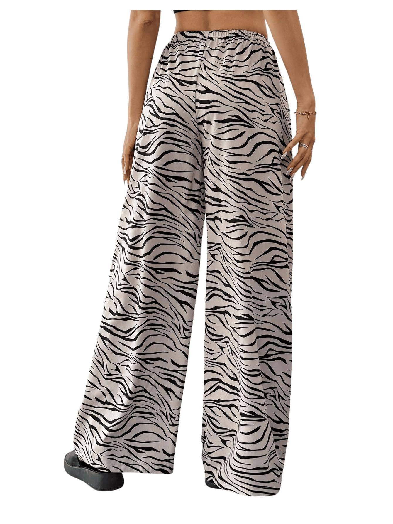 Loose high-waisted leopard print wide-leg pants