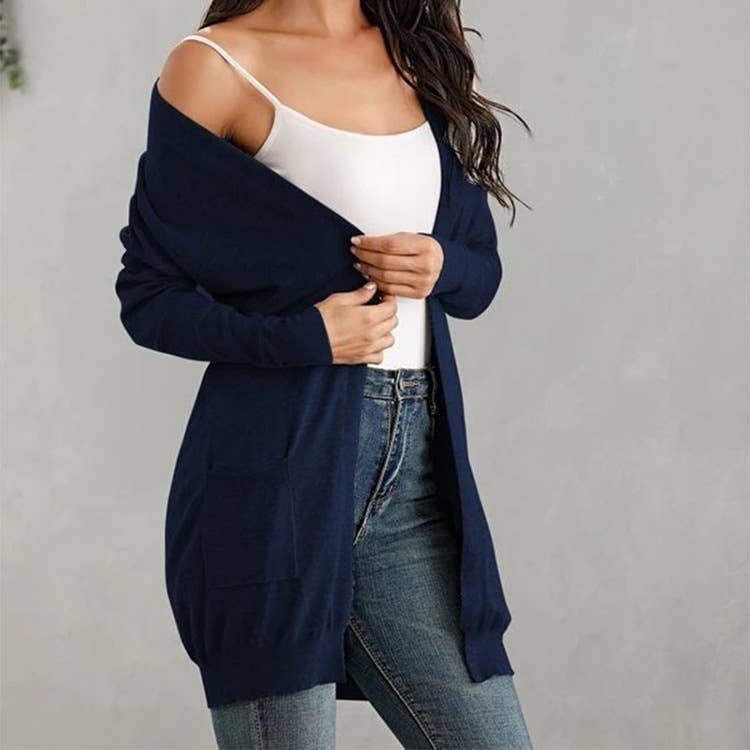 LONG SLEEVE KNITTED CARDIGAN CARDIGAN COAT WOMAN