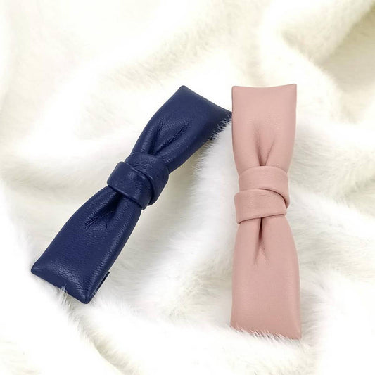 Elegant Simple PU Leather Bow Hair Barrette