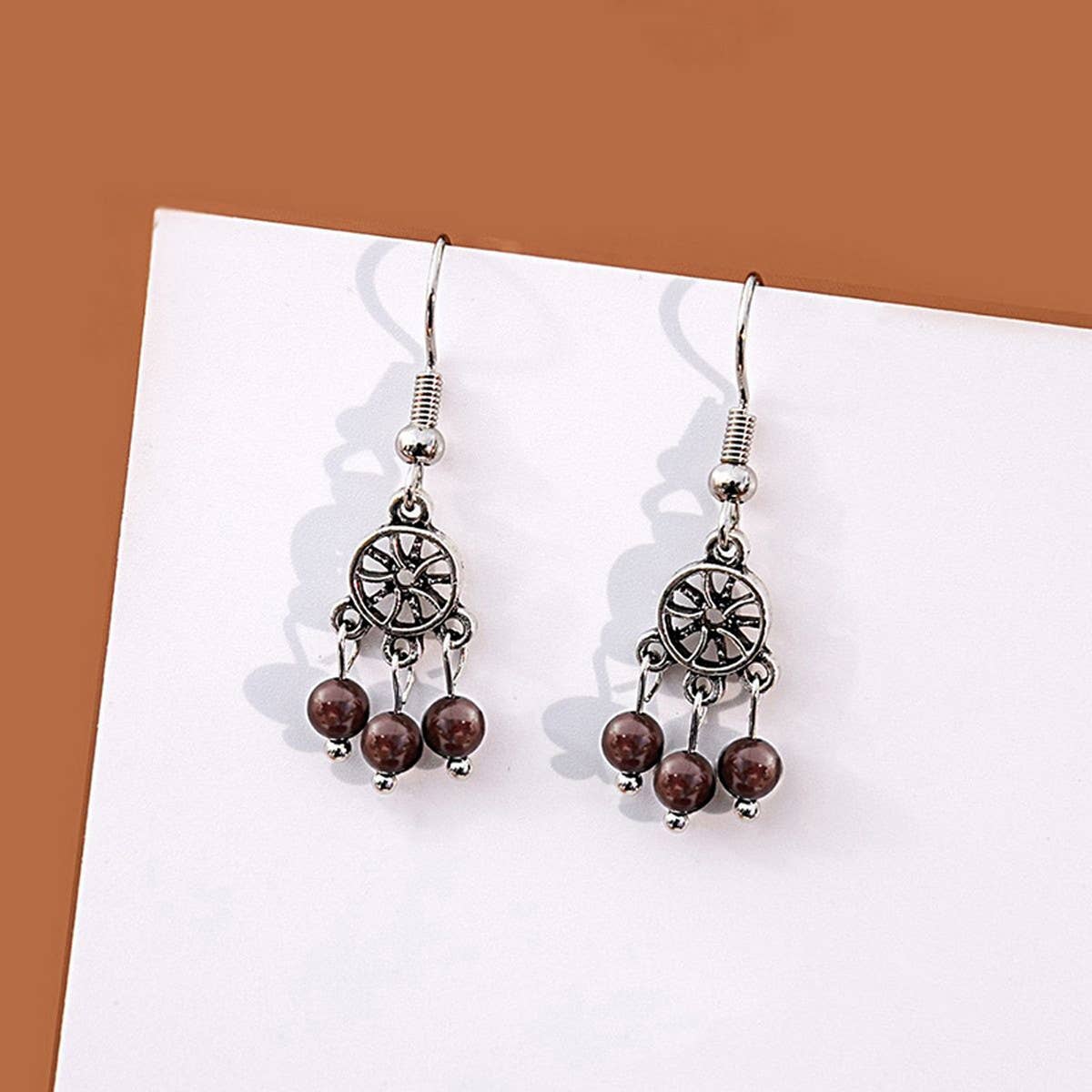 VINTAGE HOLLOW ROUND DISTRESSED EARRINGS