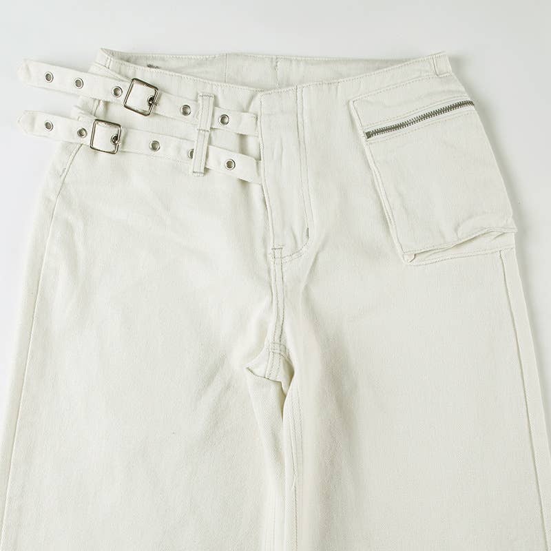 Workwear three-dimensional pocket straight pants