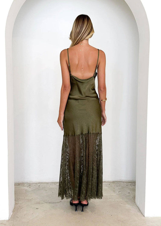 Lace splicing solid color halter sexy dress