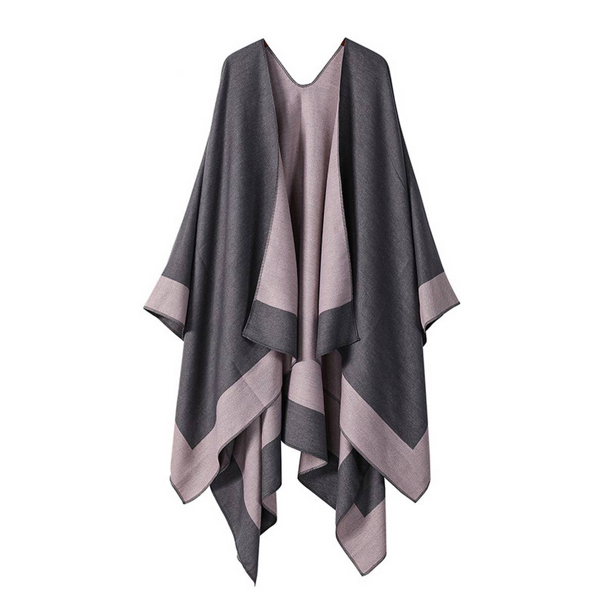 SOLID COLOR DOUBLE-SIDED CAPE SHAWL OUTER CAPE_CWASC2130