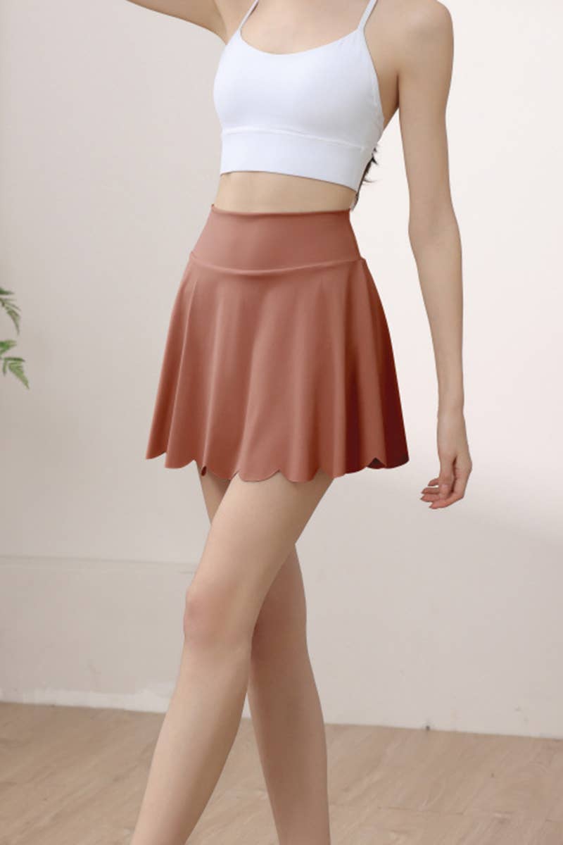 CWBSP0517_HIGH WAIST PETAL ANTI-EXPOSURE SPORTS SKIRT