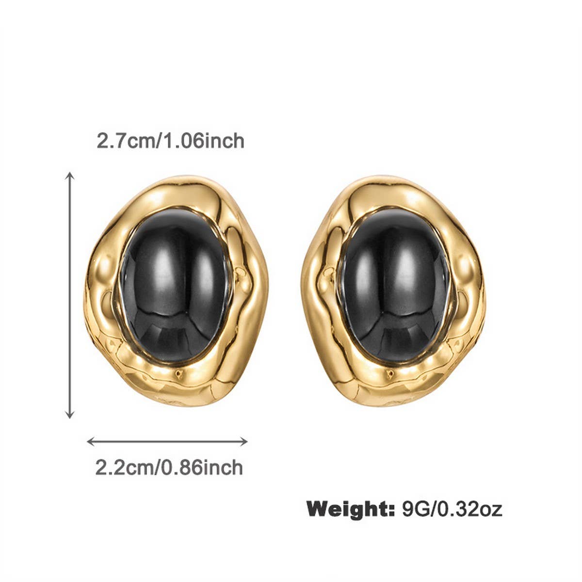NEW FASHION TEMPERAMENT BLACK AND GOLD EARRINGS