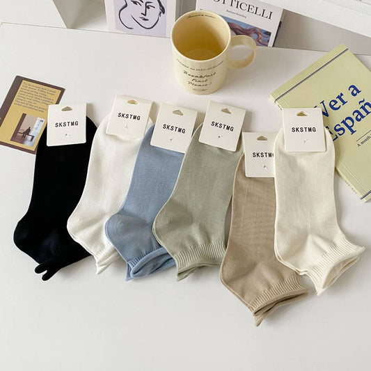 SUMMER LADIES ROLLED COTTON BOAT SOCKS_CWMS2015