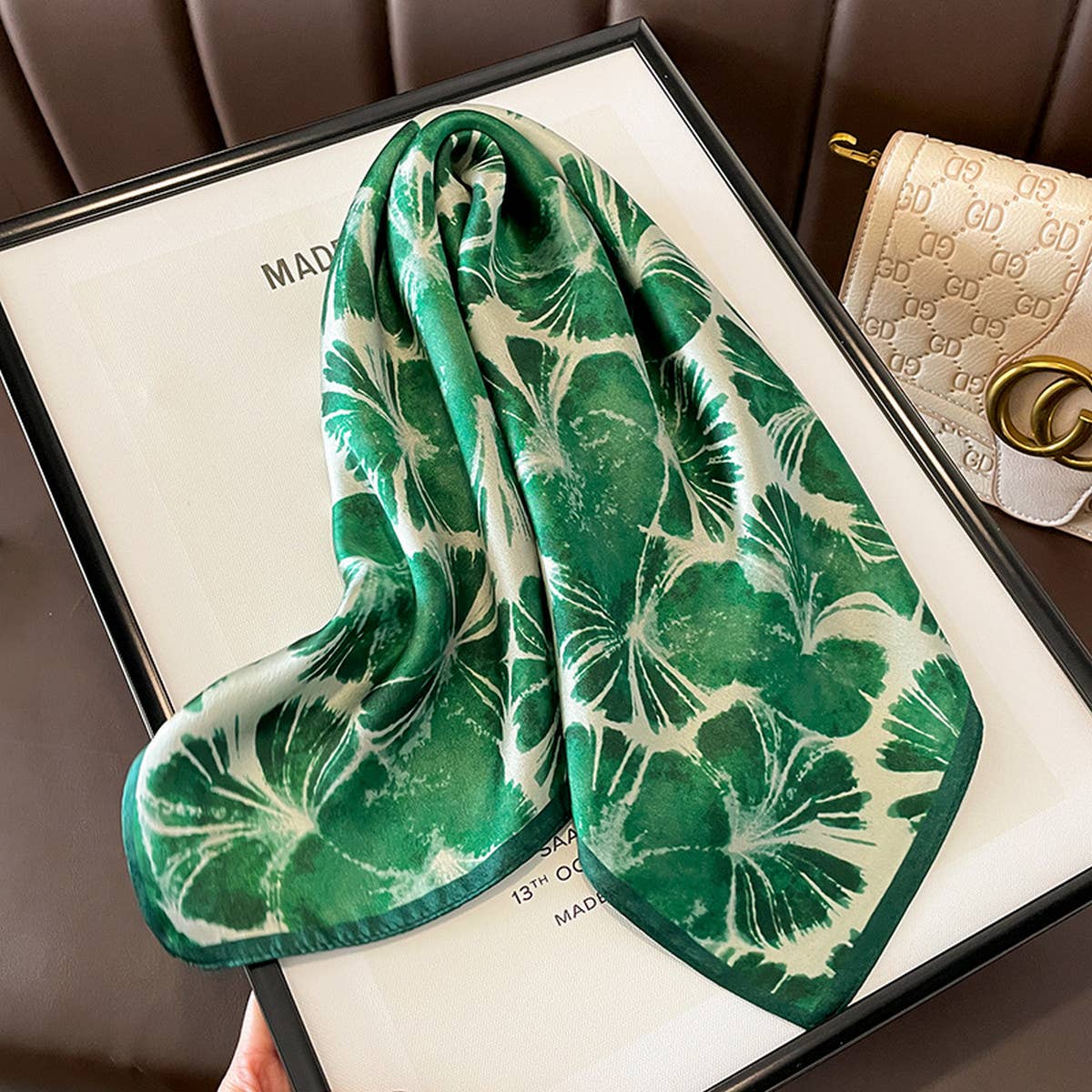 Fresh Green Silk Scarf, Fashionable Neck Wrap