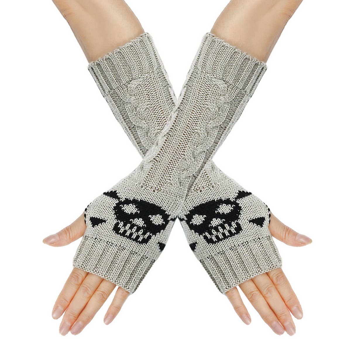CWMM10078_KNIT FINGERLESS GLOVES LONG ARM WARMERS
