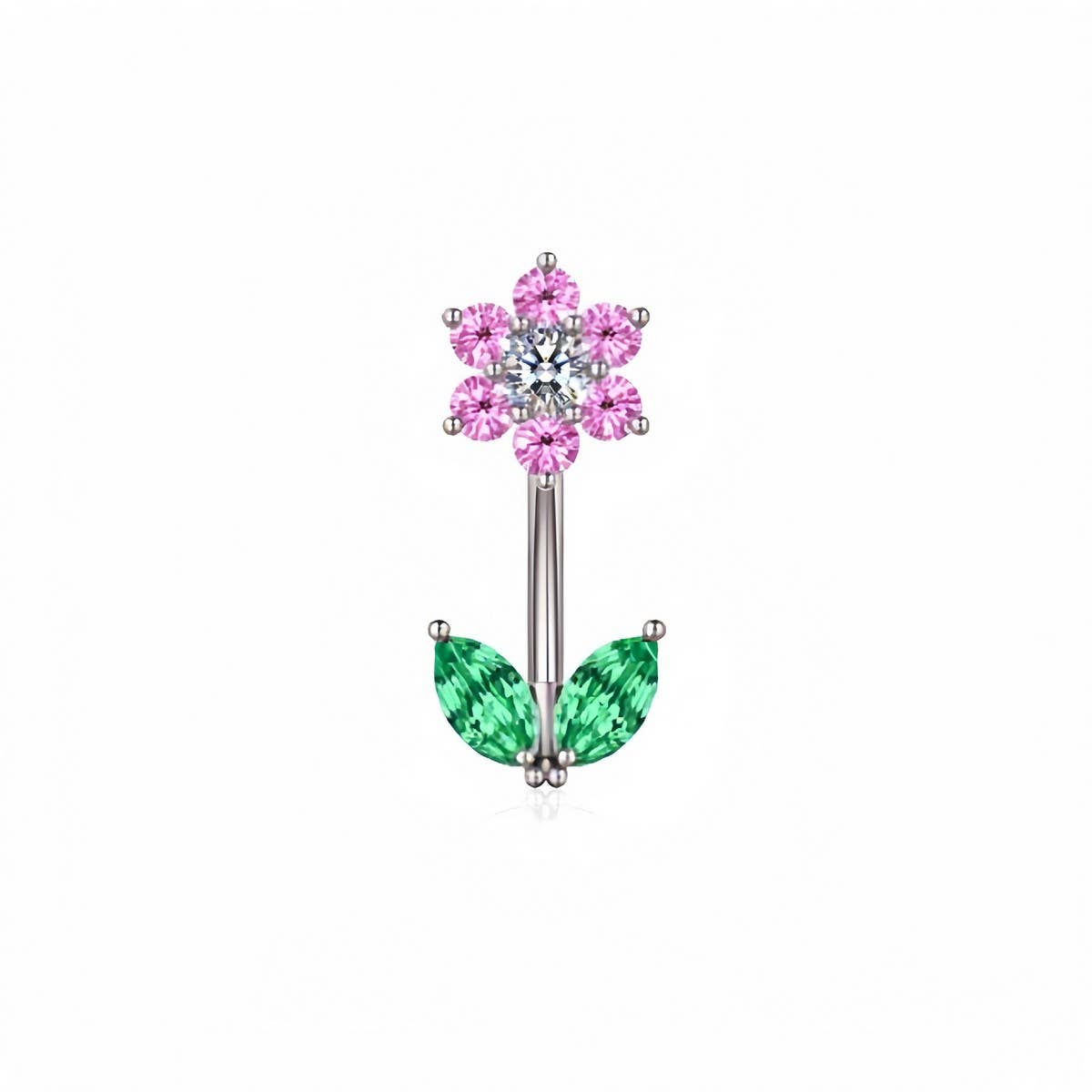 Copper CZ Flower Belly Ring Scratch-Resistant