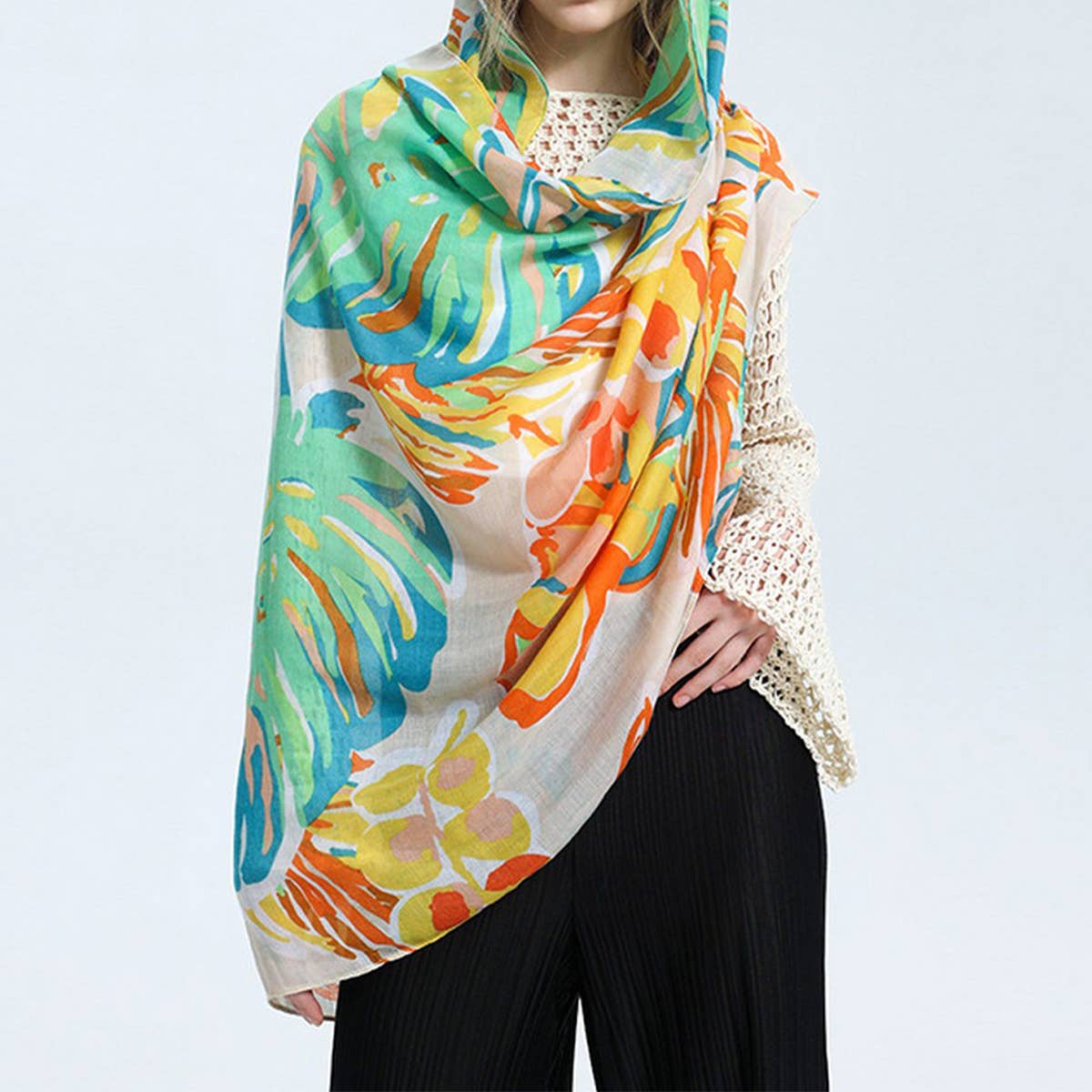 Spring Summer Scarf - Casual Silk Shawl for Women_CWASC0682