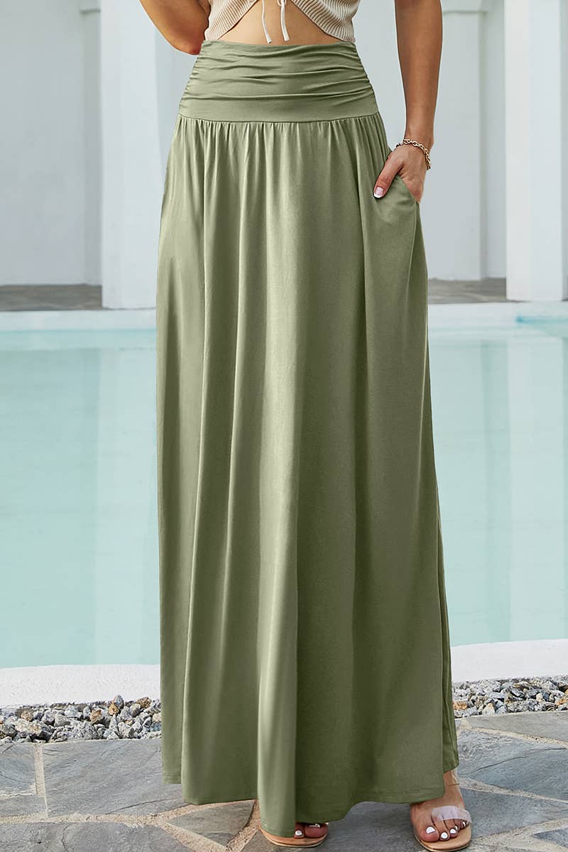 CWBLS116-P_CASUAL LONG LENGTH MAXI STYLE WAIST LIGHT SKIRT