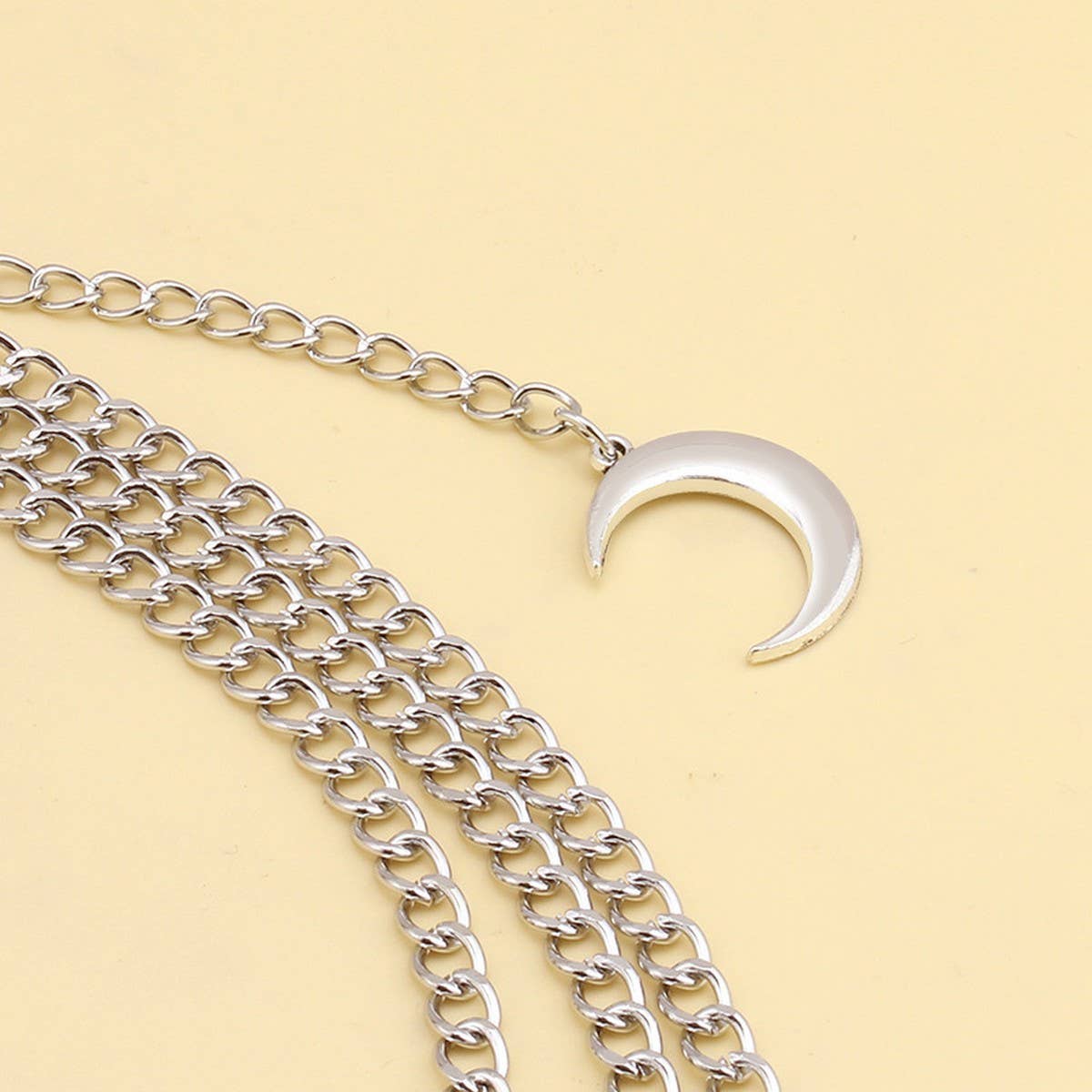 VINTAGE MOON PENDANT MULTI LAYER PANT CHAIN
