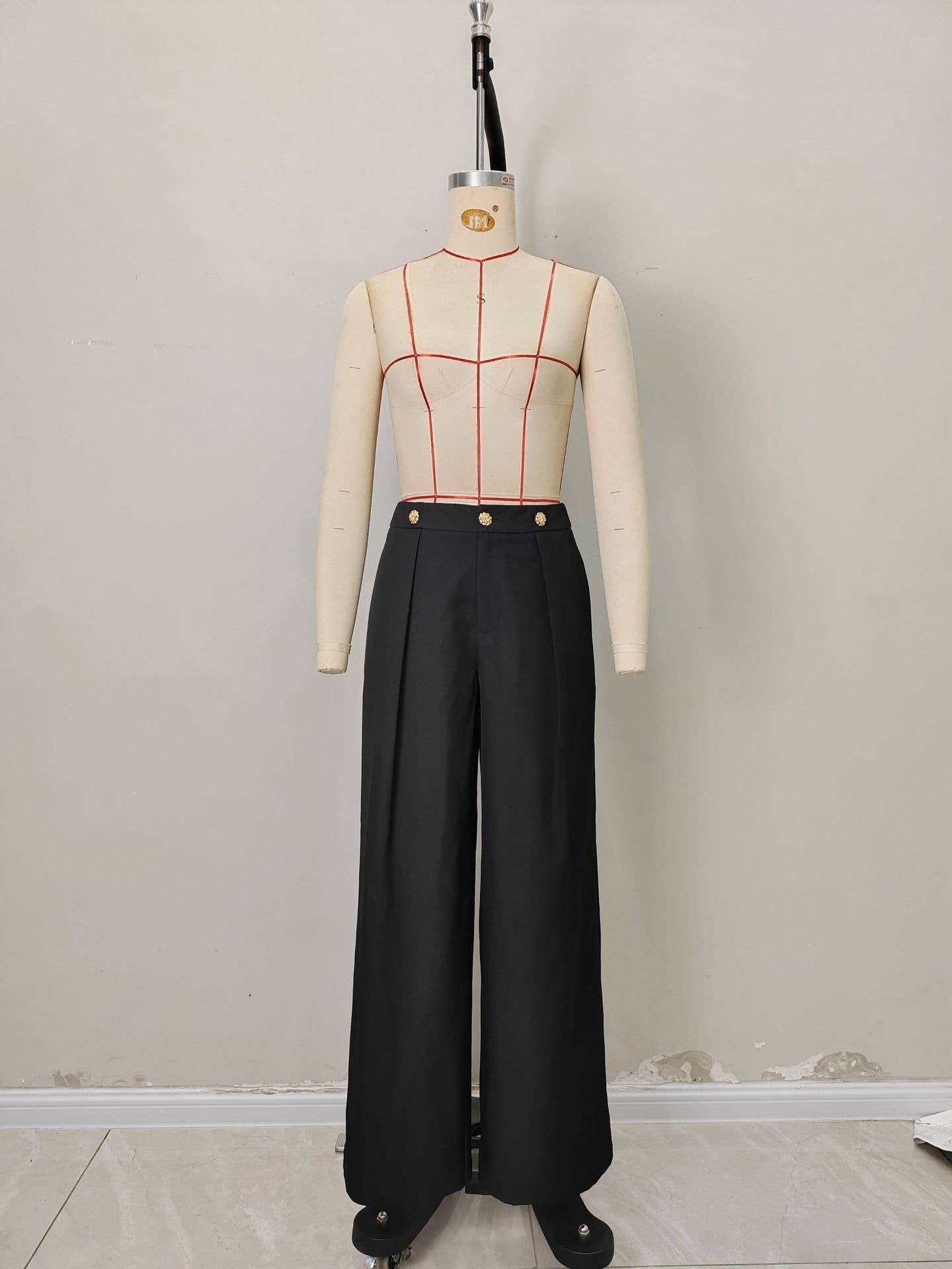 High-waisted straight-cut casual trousers