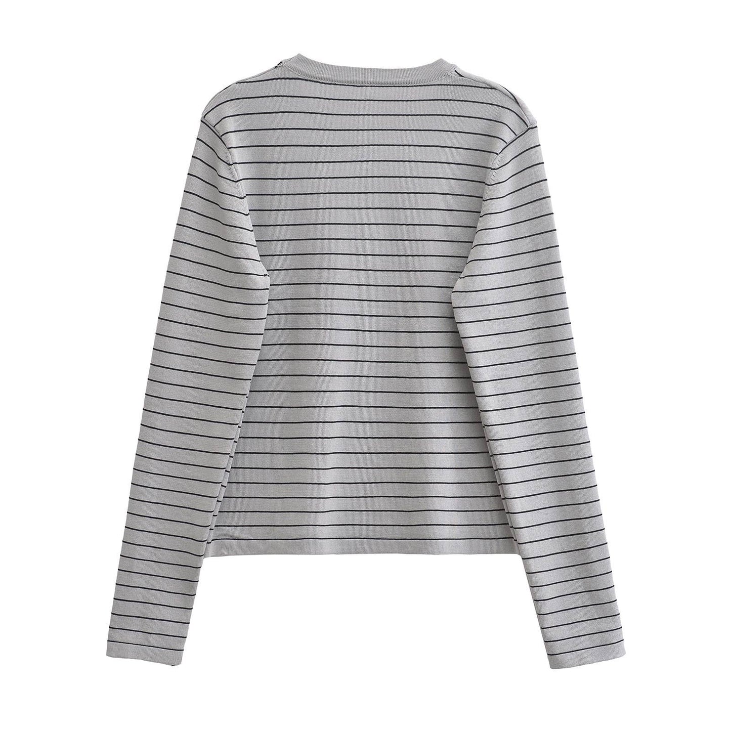 SLIM LONG-SLEEVED STRIPED STRETCH SWEATER