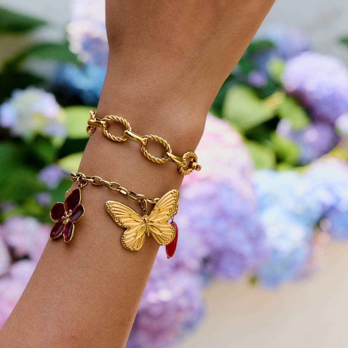 Modern 18K Gold Silver Rope Cross Chain Bracelet