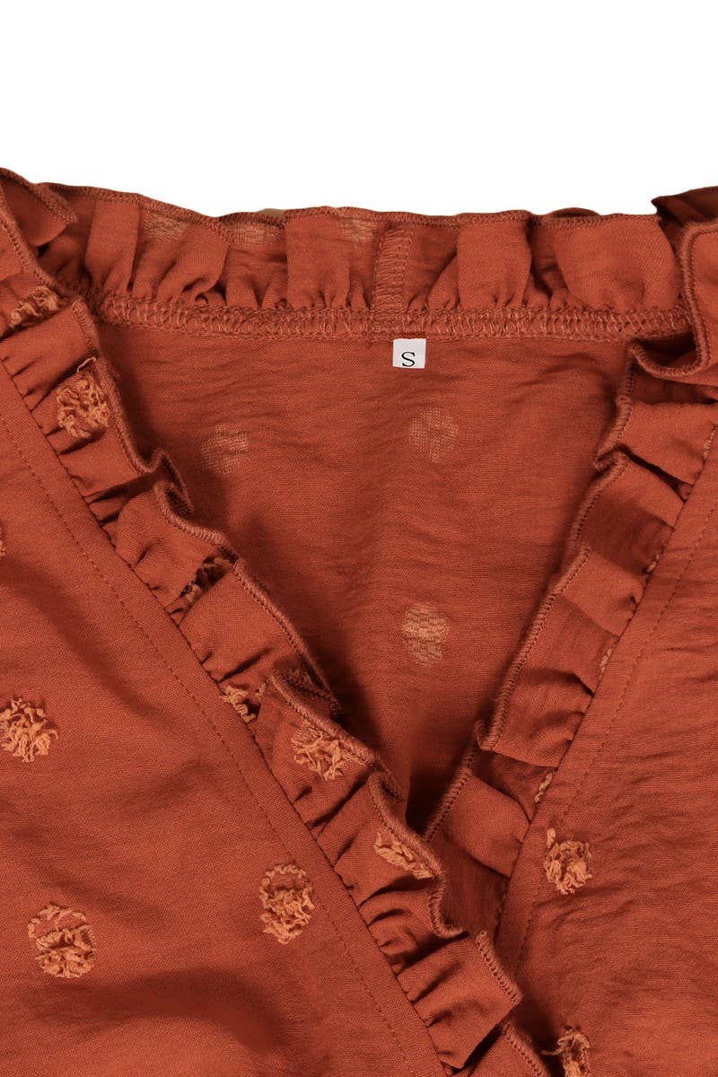 CWDMD2141_V-NECK HIGH-WAISTED LACE-UP DRESS