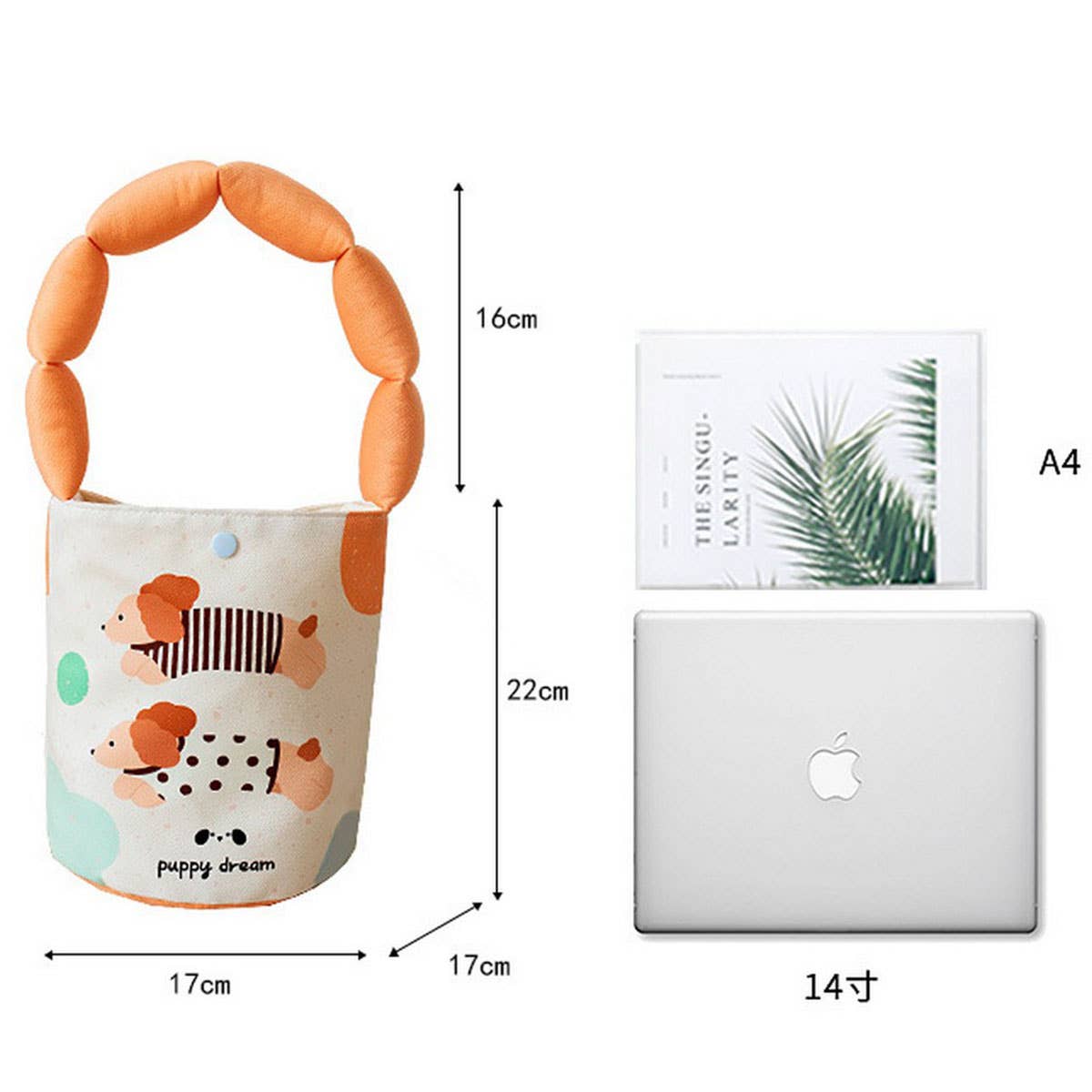 Cute Dachshund Cartoon Bucket Tote Bag_CWAB5606