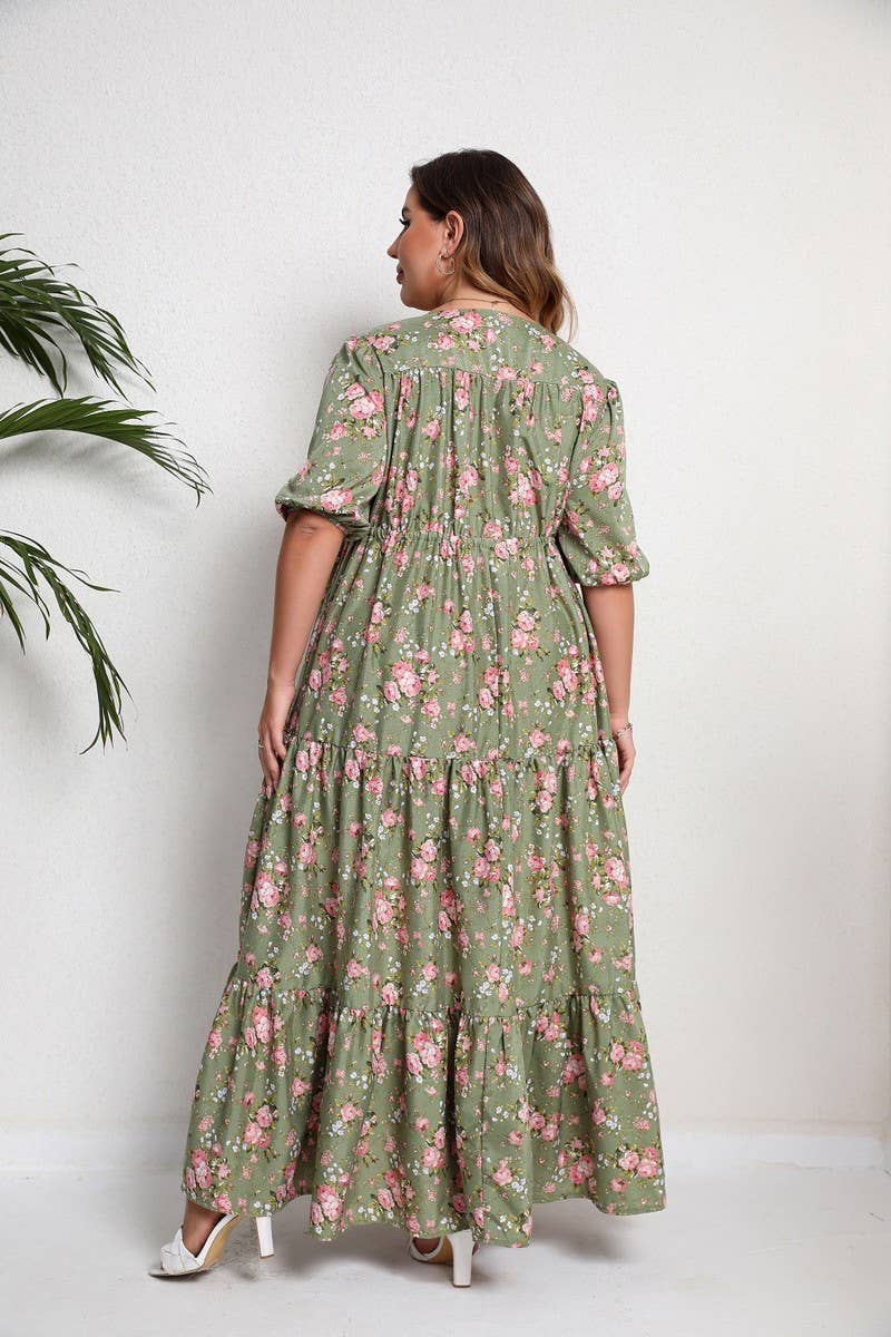 CWDMD3205_PLUS SIZED BOHEMIAN PRINT LOOSE MAXI DRESS