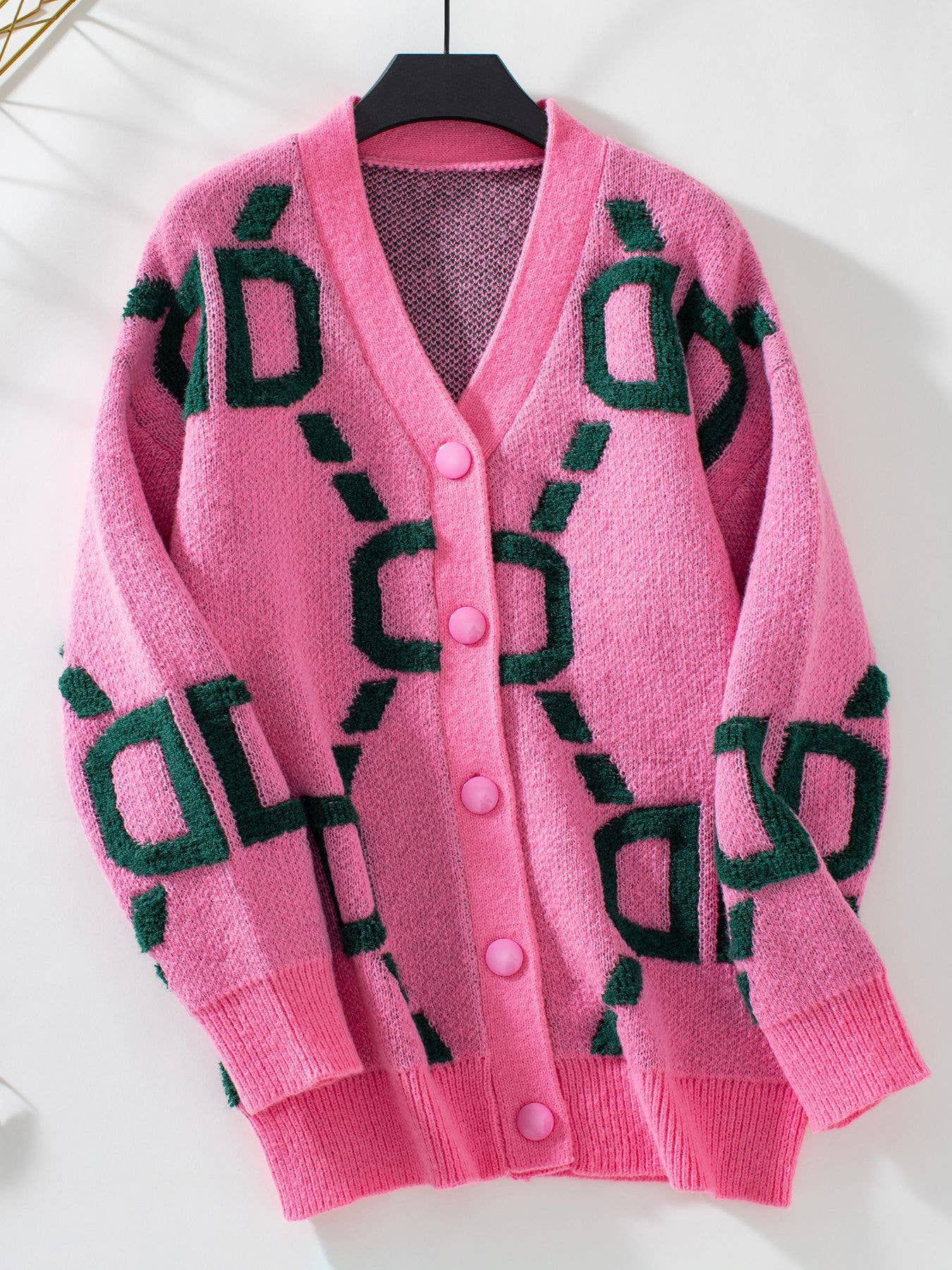 TOWEL EMBROIDERED MONOGRAM BUTTON UP SWEATER