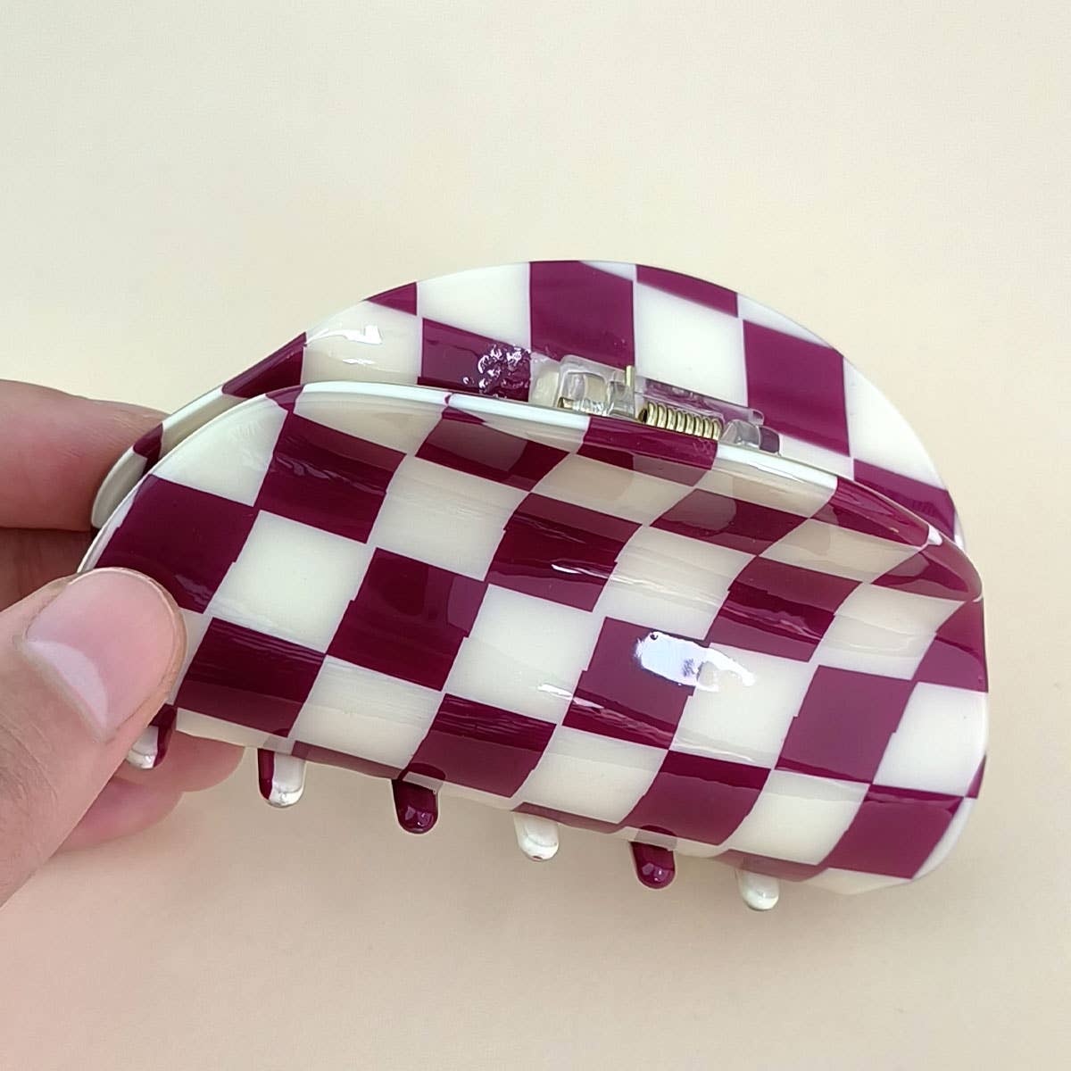 3.23"CHECKERED HAIR CLAW CLIP_CWAHA0313