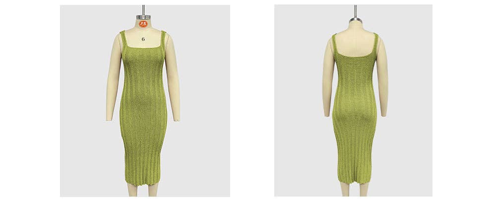 Solid Color Ribbed Sleeveless Tank Maxi Dress