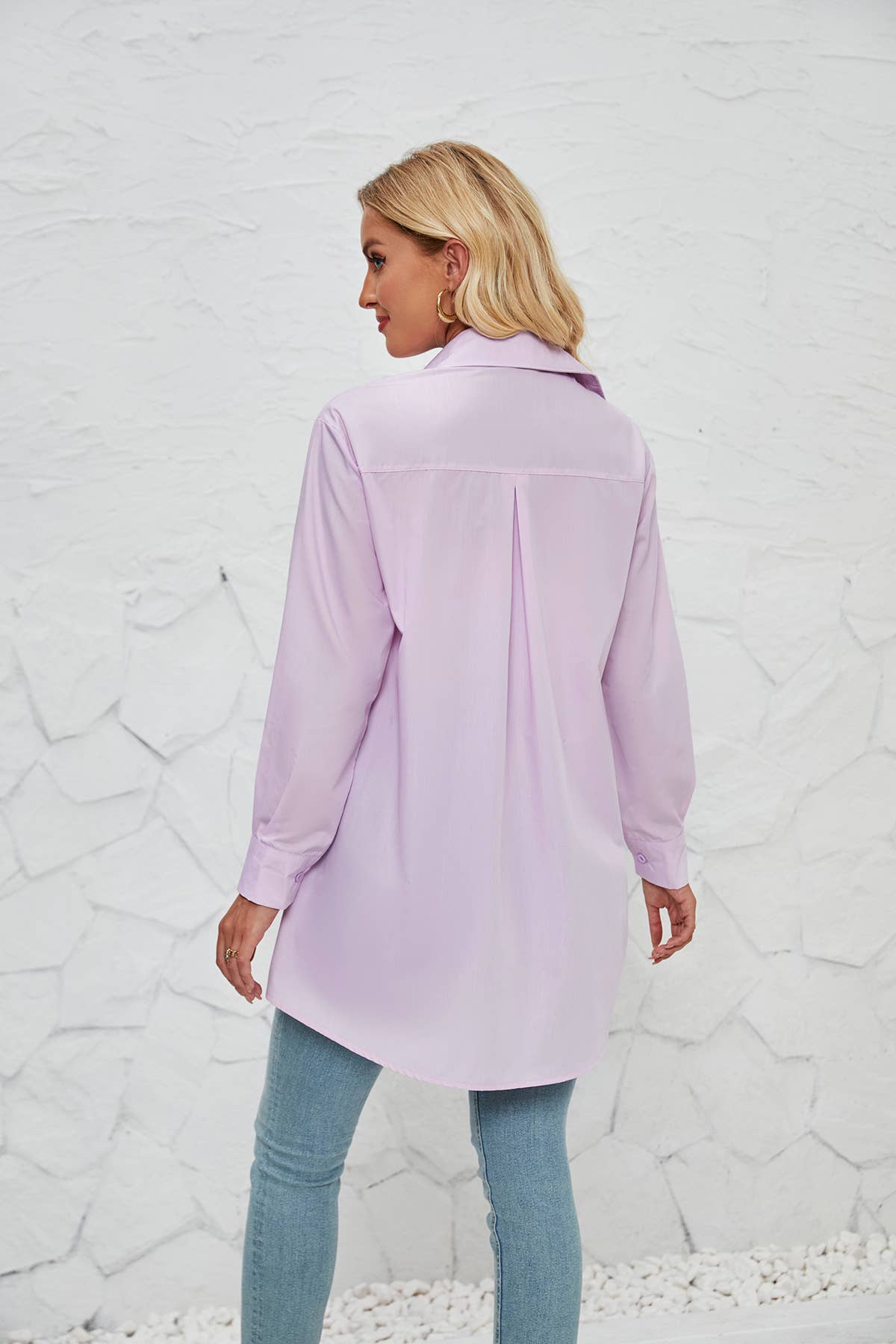 SOLID COLOR FASHION CASUAL LONG SLEEVE LONG SHIRT