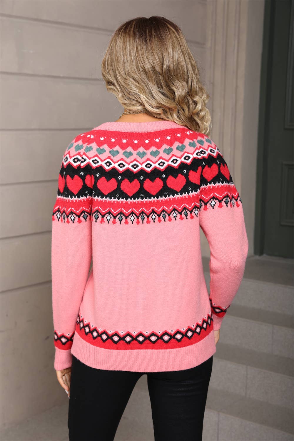 Valentine's Day ethnic-style jacquard sweater