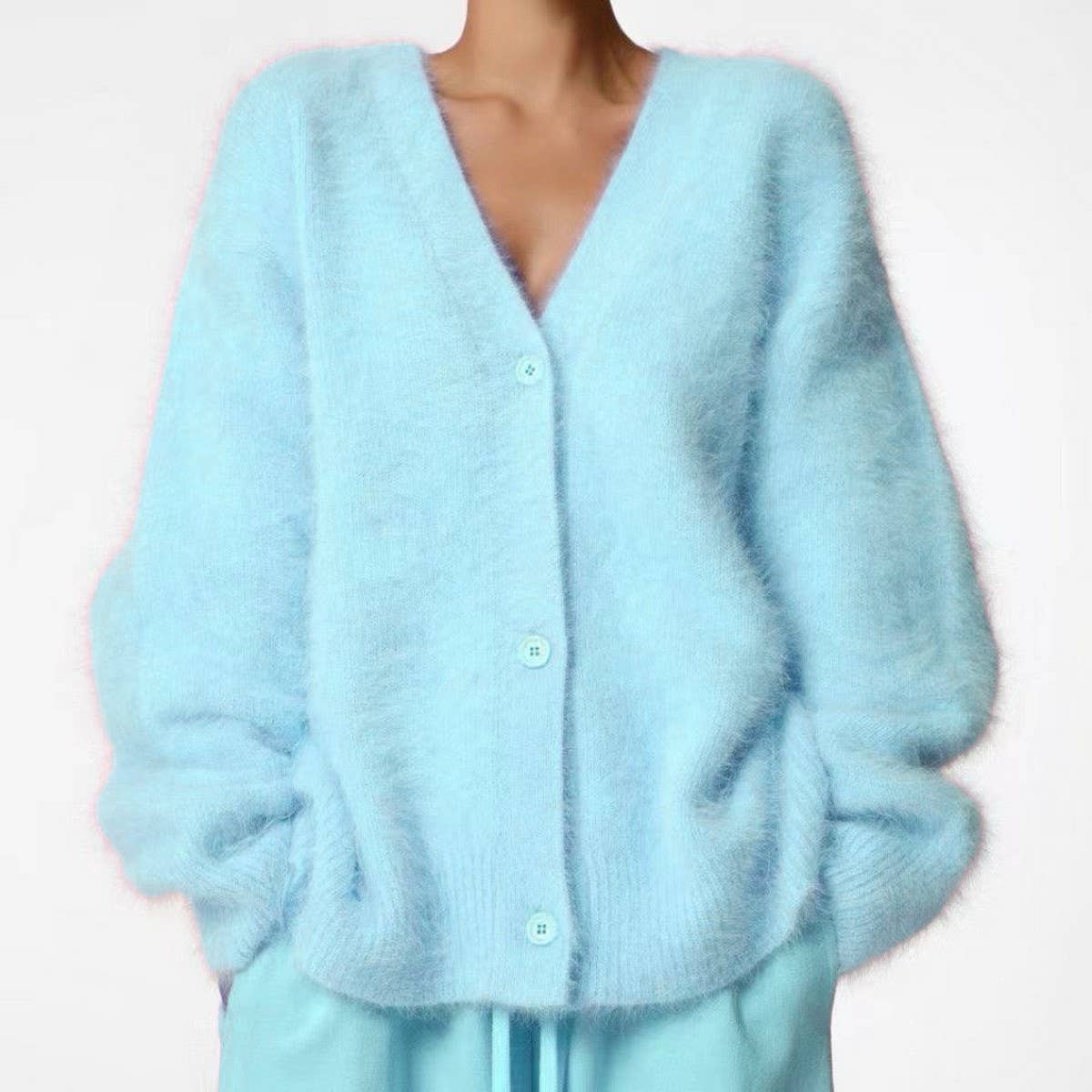 Women's Cozy Faux Mink Cardigan Sweater