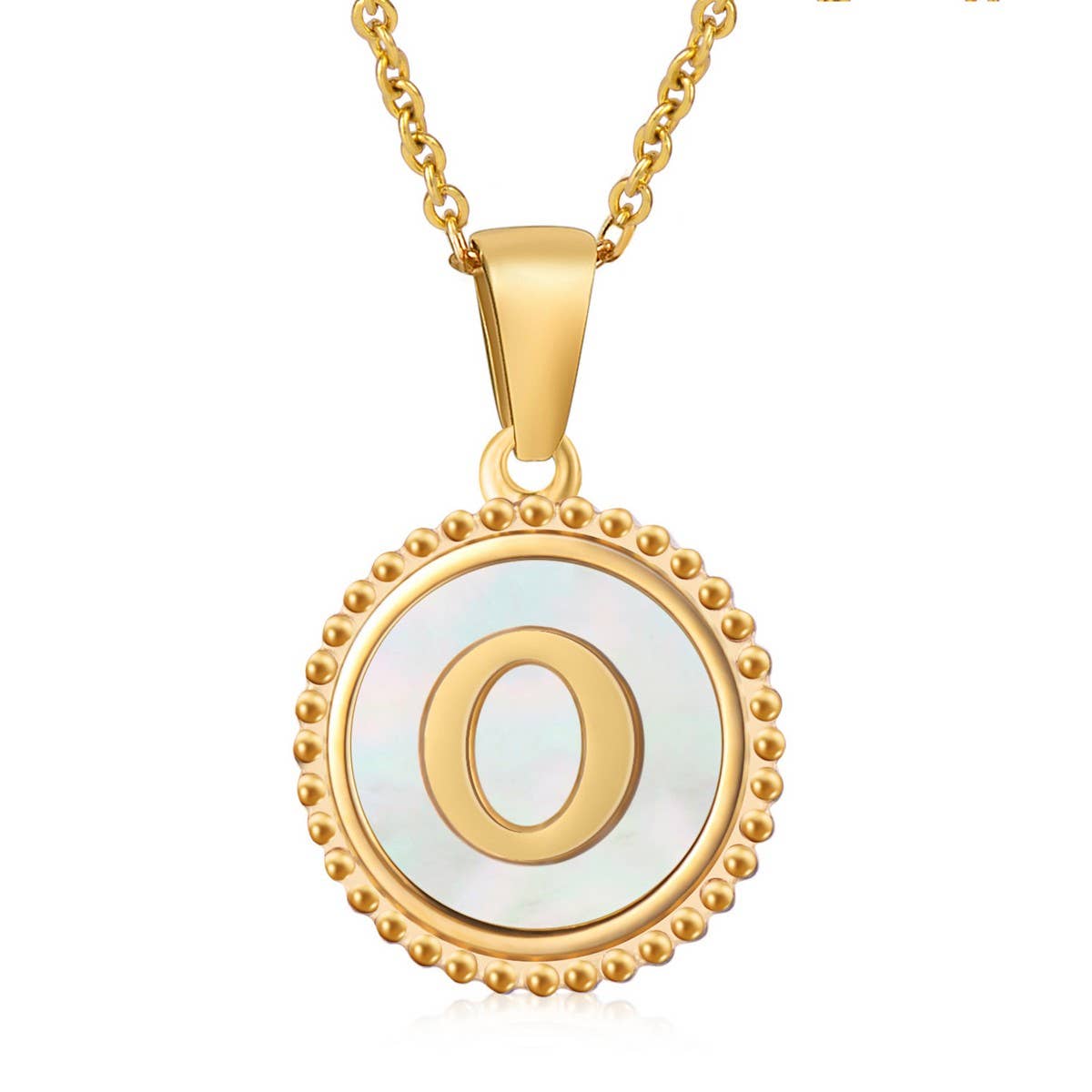 18K GOLD STAINLESS STEEL SHELL LETTER NECKLACE_CWAJE0686