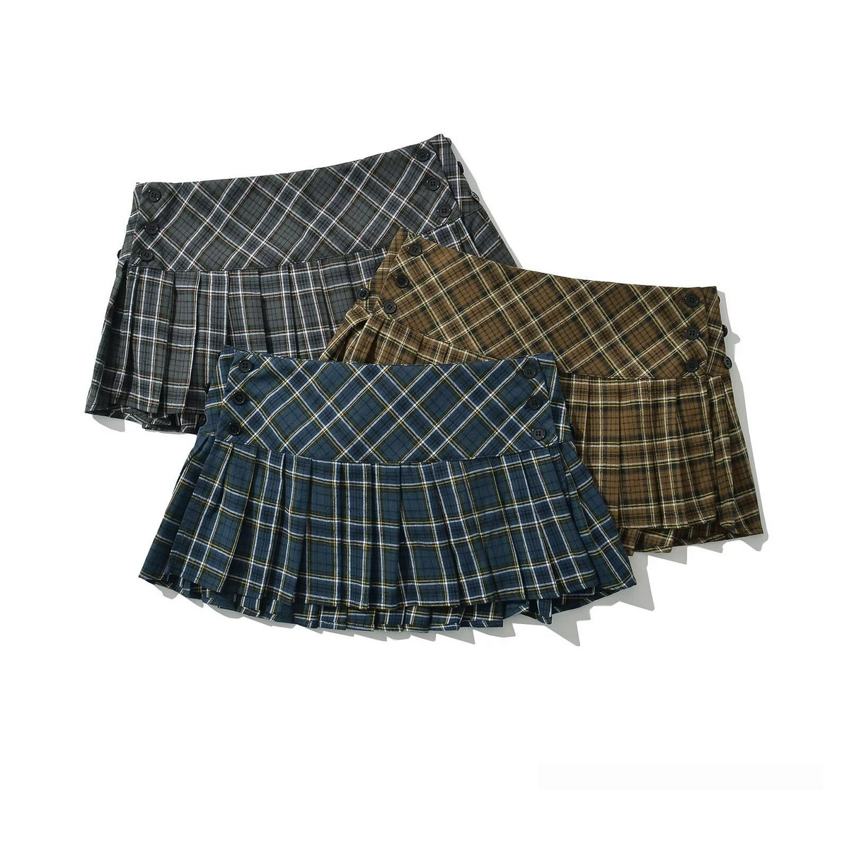 Plaid Pleated Skirt for Women, Adjustable Waist_CWDSD8341