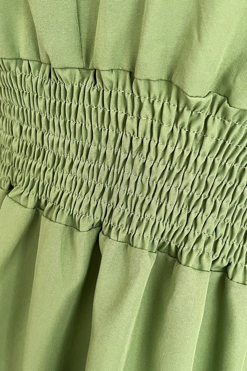 CWDSD5964_CABLE WAIST LONG SLEEVE SHIRT COLLAR DRESS