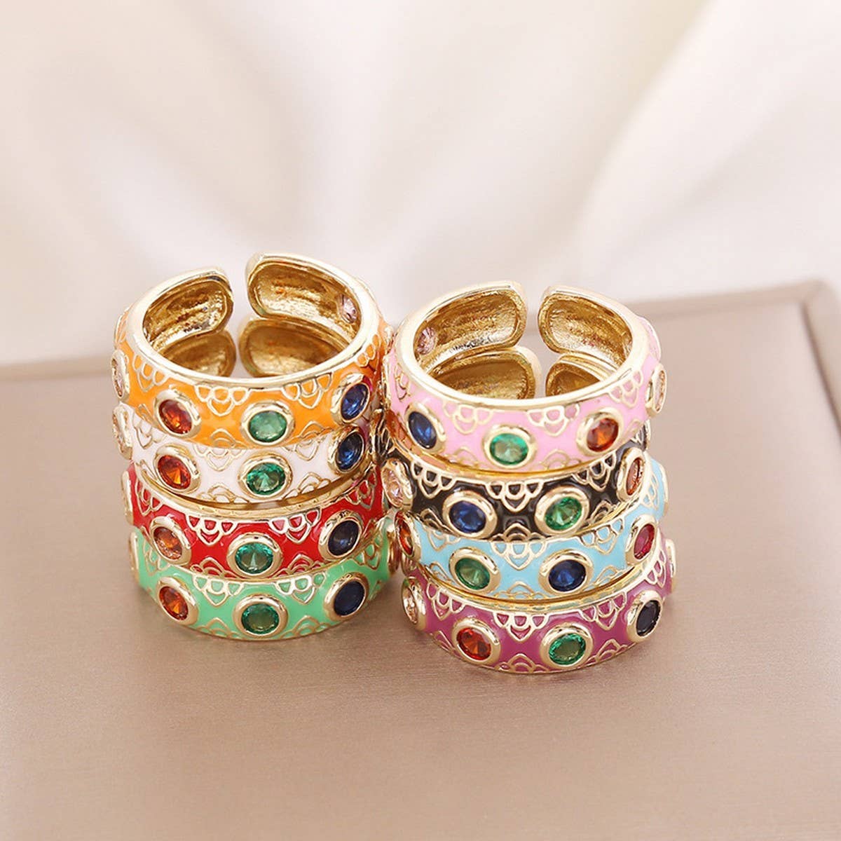 MULTICOLOR OIL DRIP OPEN PERSONALITY HIP HOP RING
