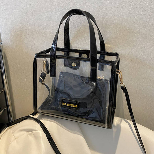 Fashionable transparent hand-held jelly beach bag