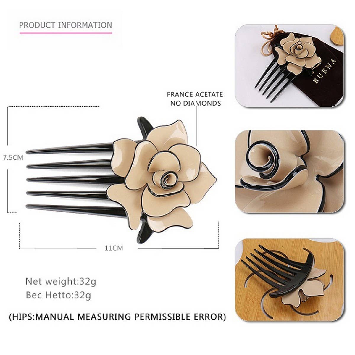 ACRYLIC HAIR ACCESSORIES MULTI-TOOTH COMB HAIRPIN_CWAHA4200
