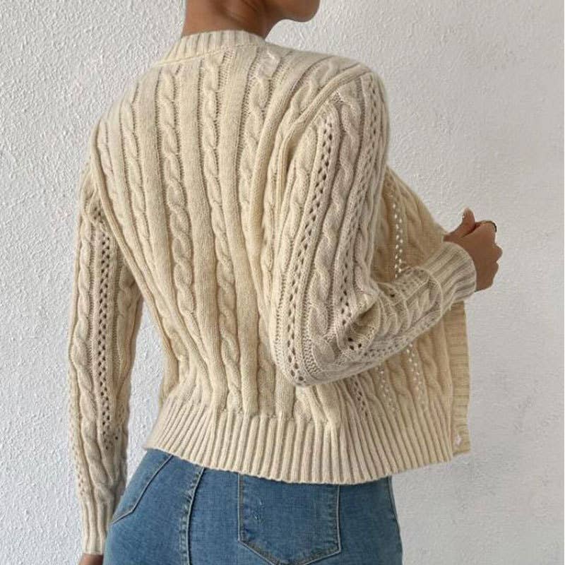 ROUND NECK SLOUCHY TWIST LONG SLEEVE CARDIGAN