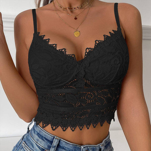 Lace patchwork halter with short top tops