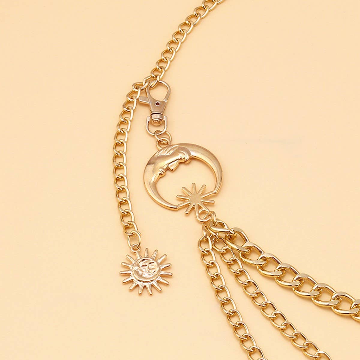 HIP HOP PUNK STYLE MOON MULTI LAYER BODY CHAIN