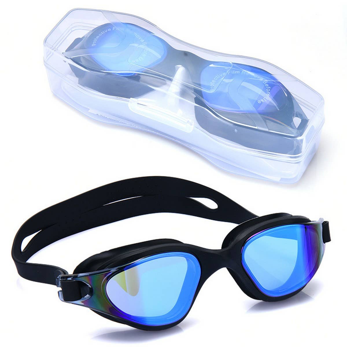 Silicone One-Piece Swim Goggles, HD Anti-Fog Lens