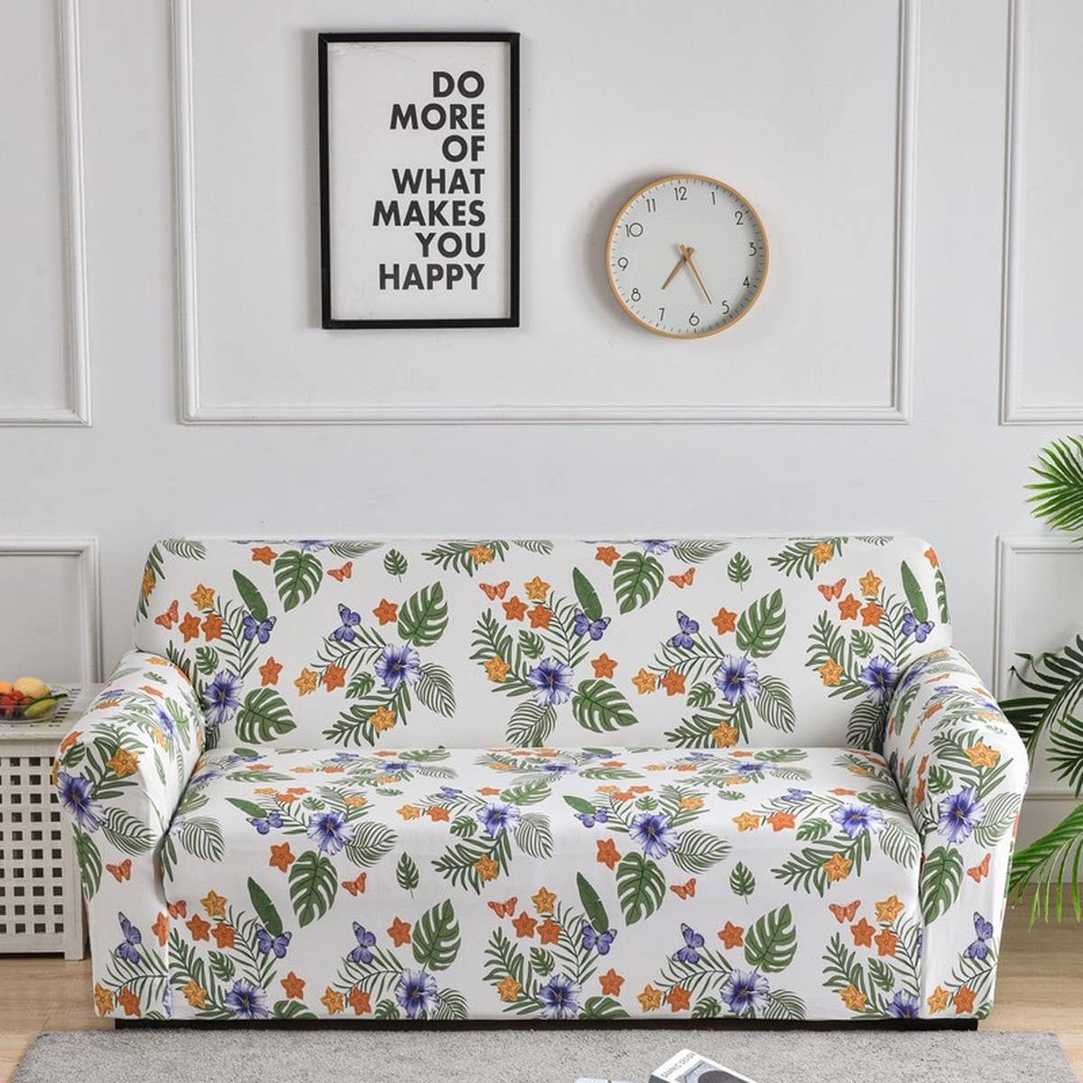 Printed Milk Silk Sofa Cover, Stretch & Full Fit_CWMM8325