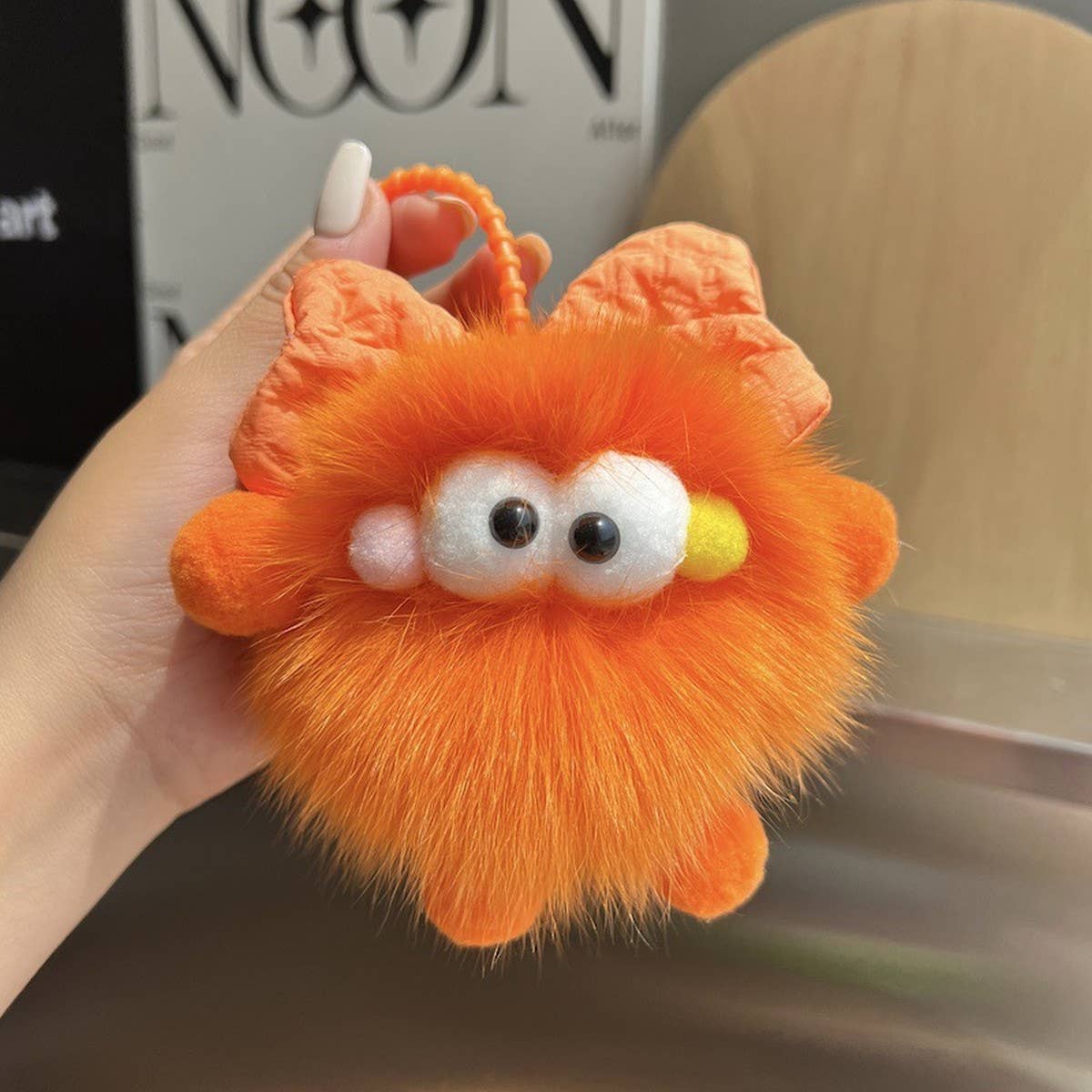 CUTE BOWKNOT BIG EYES CAR KEYCHAIN PLUSH PENDANT