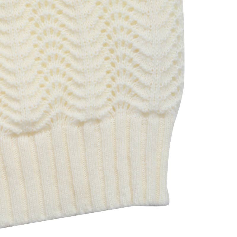 Solid-color simple hollowed-out knitted sweater