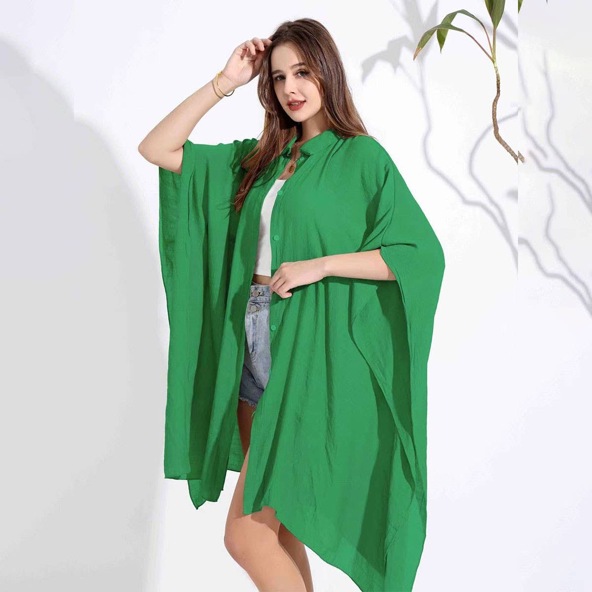 Bamboo Cotton Beach Shawl Sun Protection Cardigan_CWMM6303