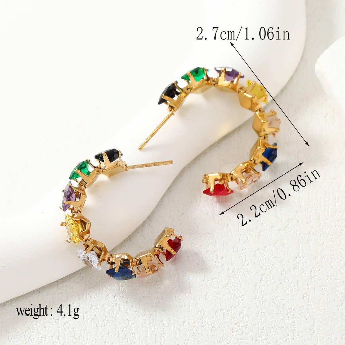 LIGHT LUXURY C-SHAPED DIAMOND EARRINGS