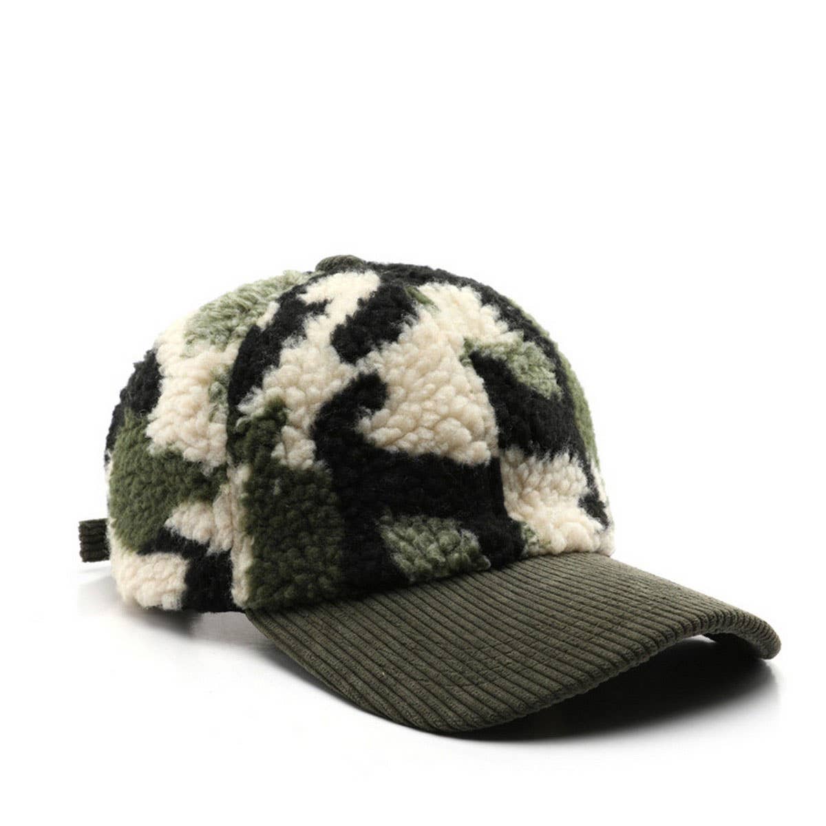 Winter Colorblock Fleece Camo Baseball Cap_CWAH2171