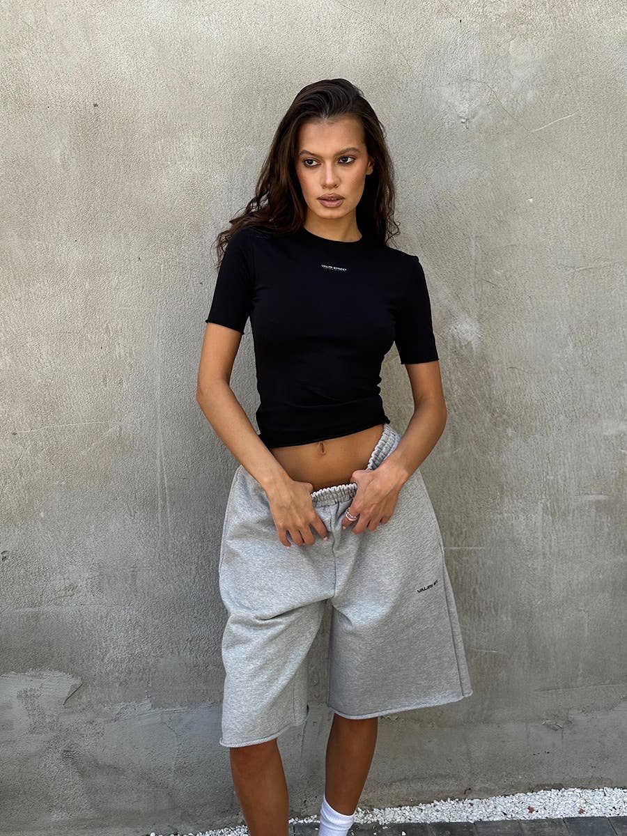 Loose and elastic waist five-inch sweatpants