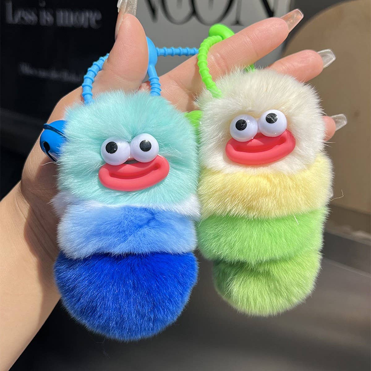 CUTE CATERPILLAR CAR KEYCHAIN PENDANT PLUSH DOLL