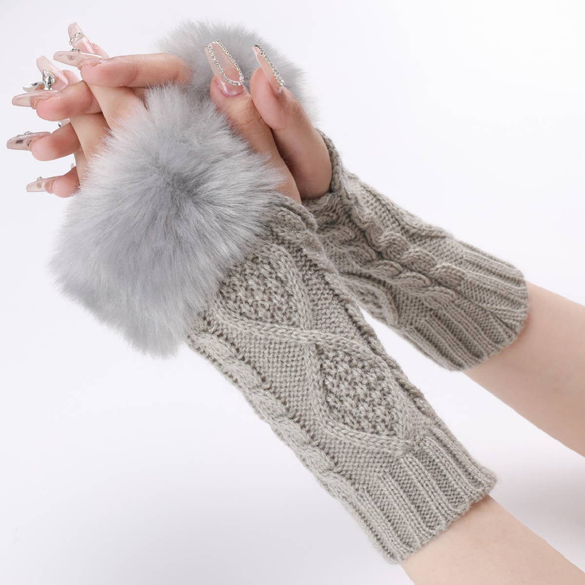 SIMPLE WARM DIAMOND FINGERLESS GLOVES_CWAG0102