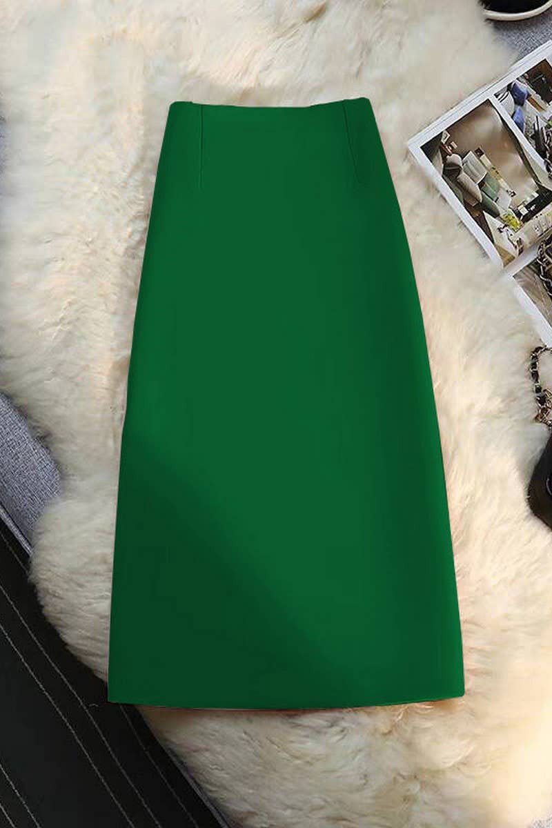 CWBLS00687_SUMMER DRAPE COMMUTER STYLE SUIT SKIRT