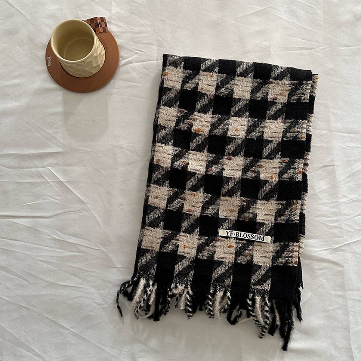 Houndstooth Scarf ? Soft Faux Cashmere Winter Wrap