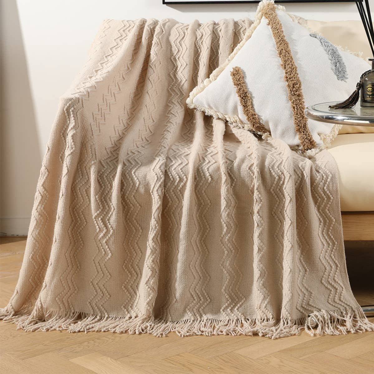 KNITTED SOFT WARM SOFA BLANKET BED END BLANKET